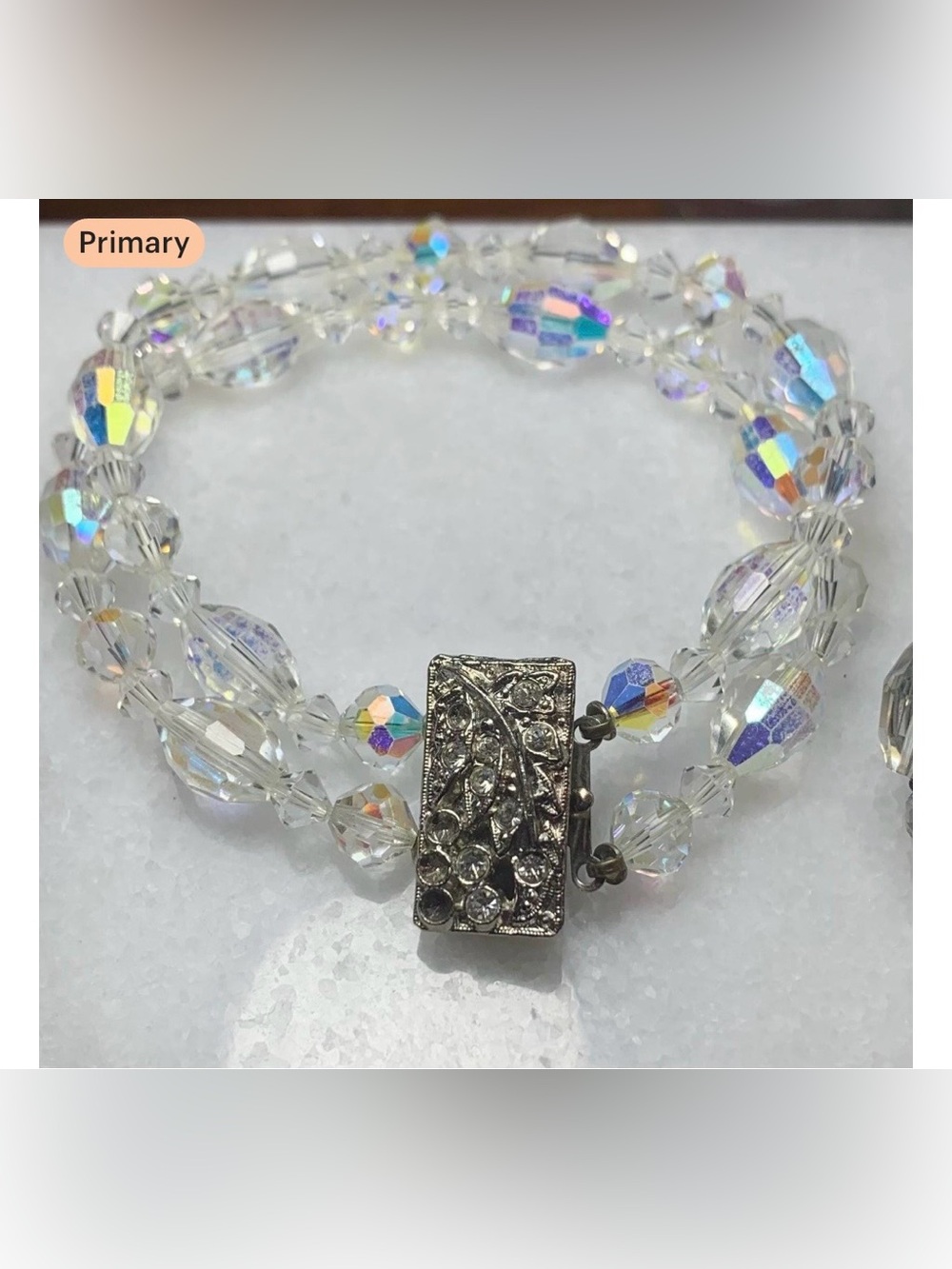 Vintage Aurora Borealis Crystal Double Strand Bracelet